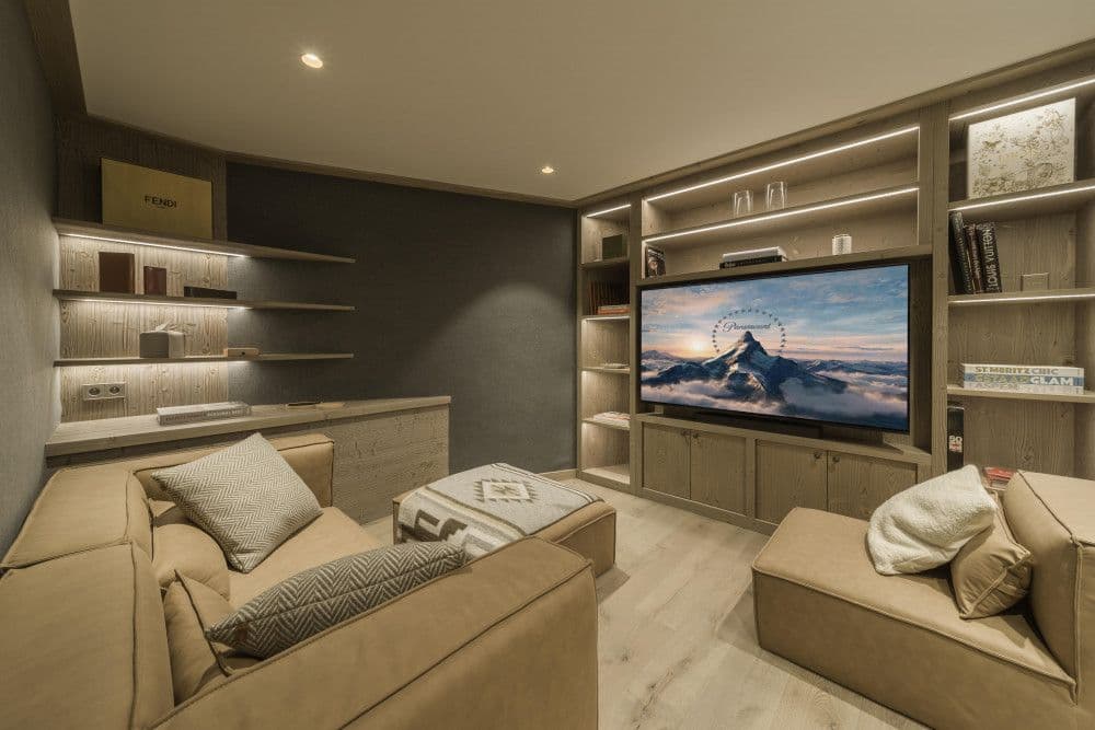 Cosy media snug with a large TV at Courchevel 13