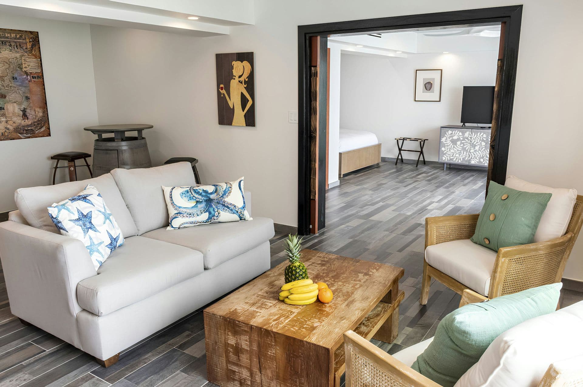 Self-contained ground-floor apartment with its own living space at Life in Love, Antigua