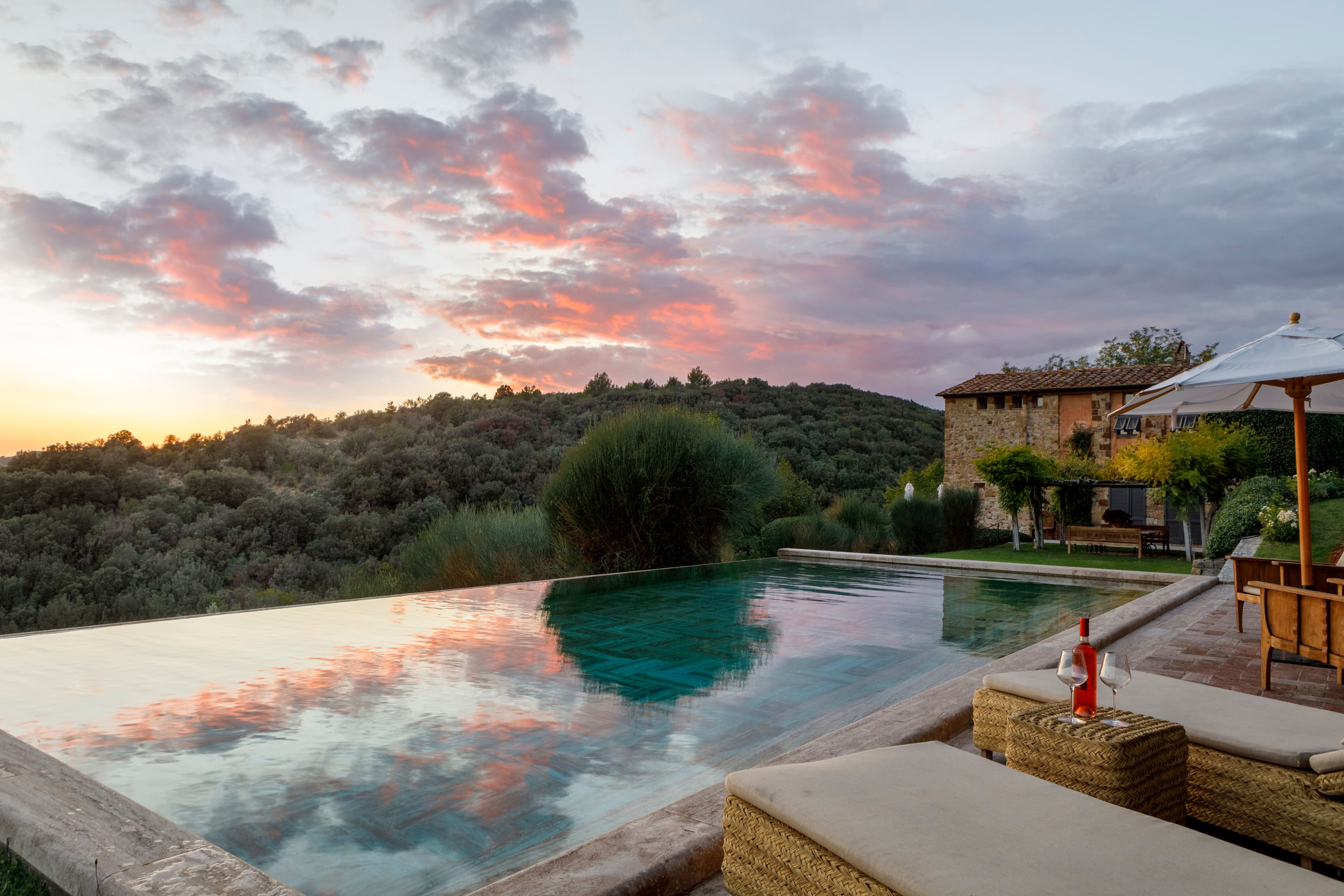 Villa Fortaleza outdoor dining terrace with pergola, Province of Grosseto, Tuscany, Italy