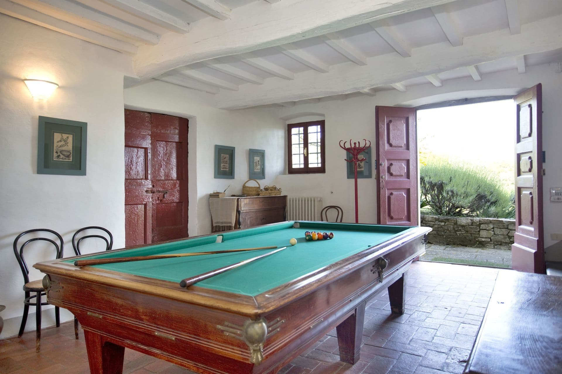 Games room with billiards table at Picturesque Hideaway