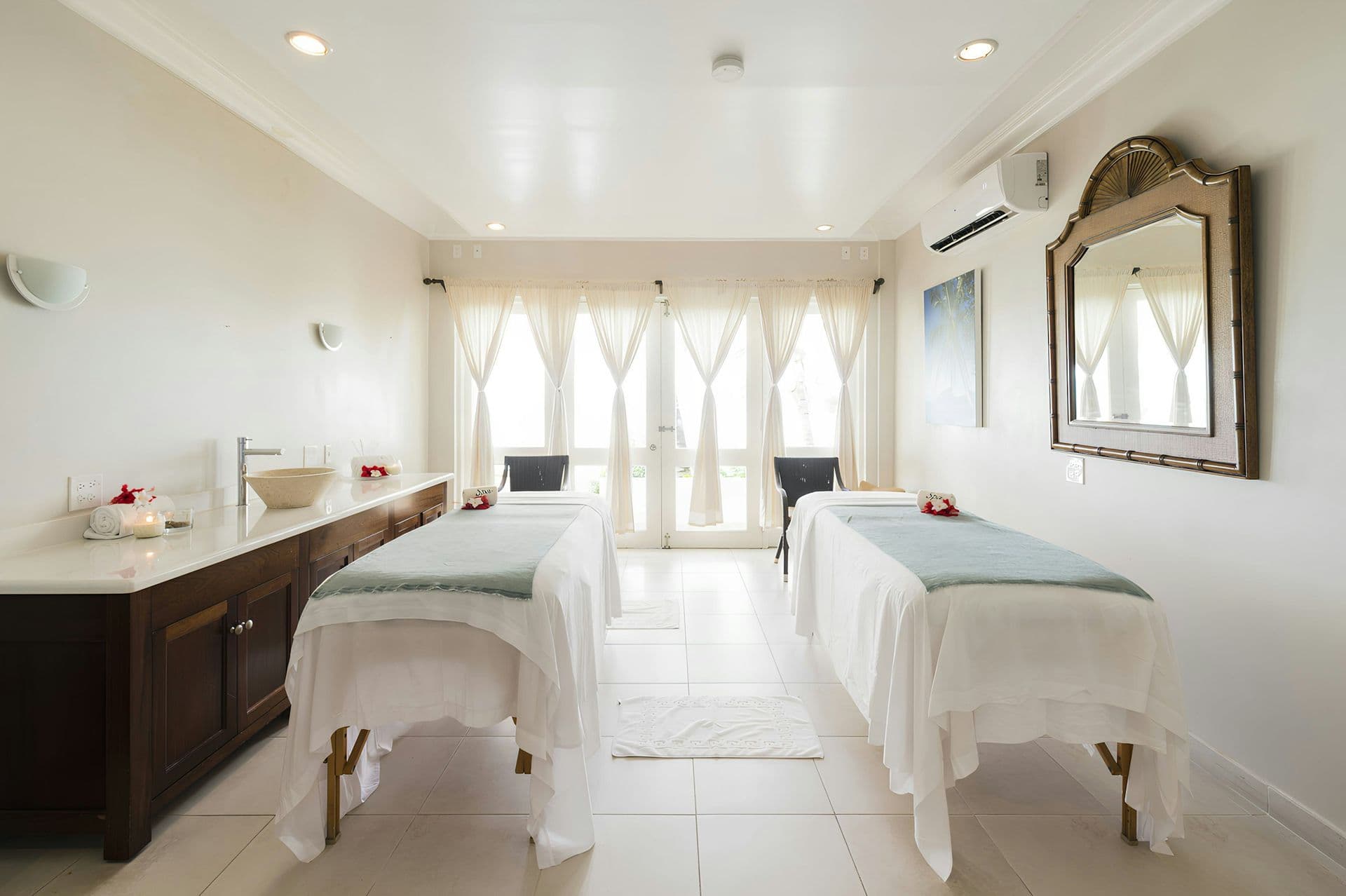 Spa treatment room with twin massage beds at the resort at Caribbean Wonder