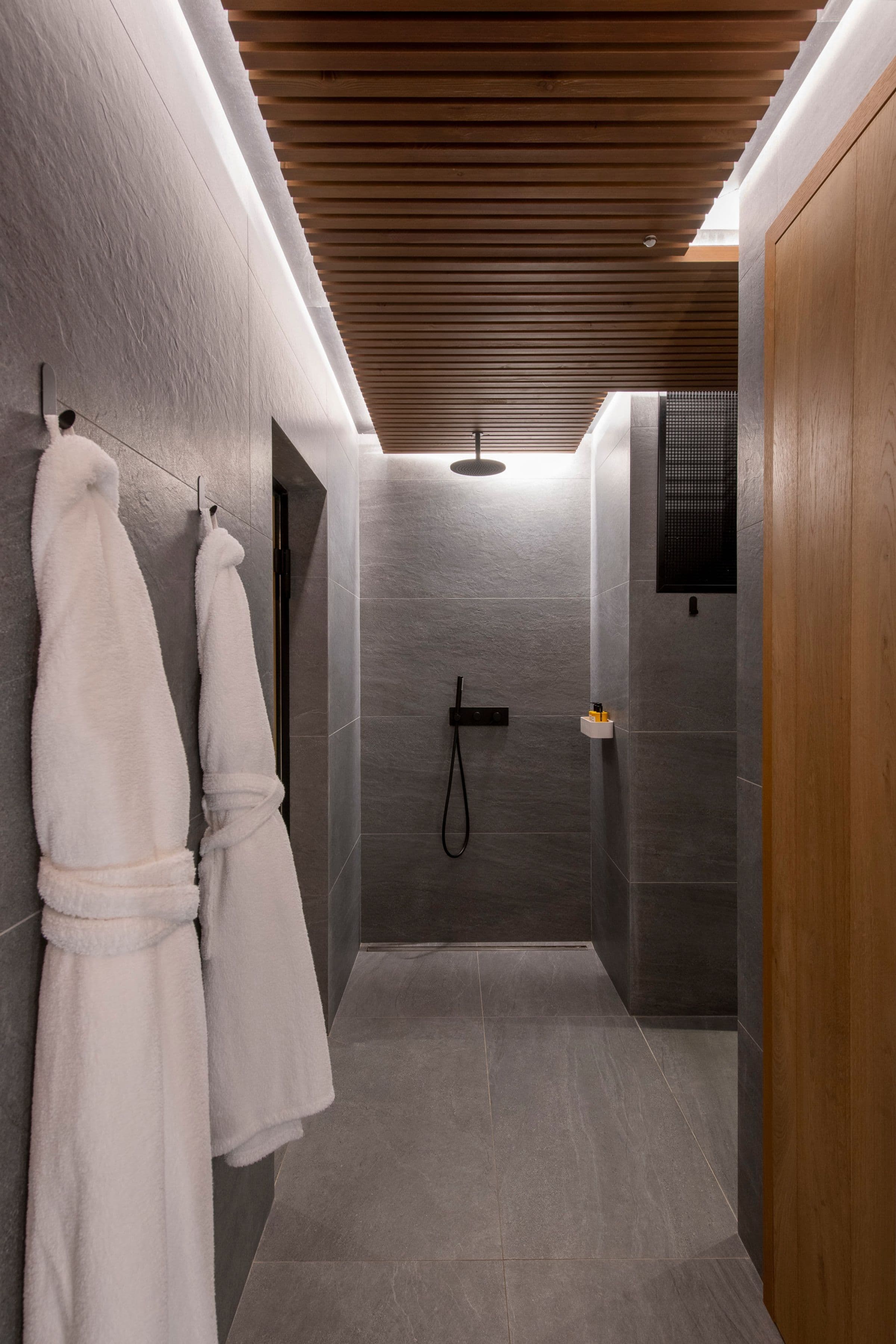 Chalet Ascension spa bathroom with rainfall shower, Courchevel 1650, French Alps, France