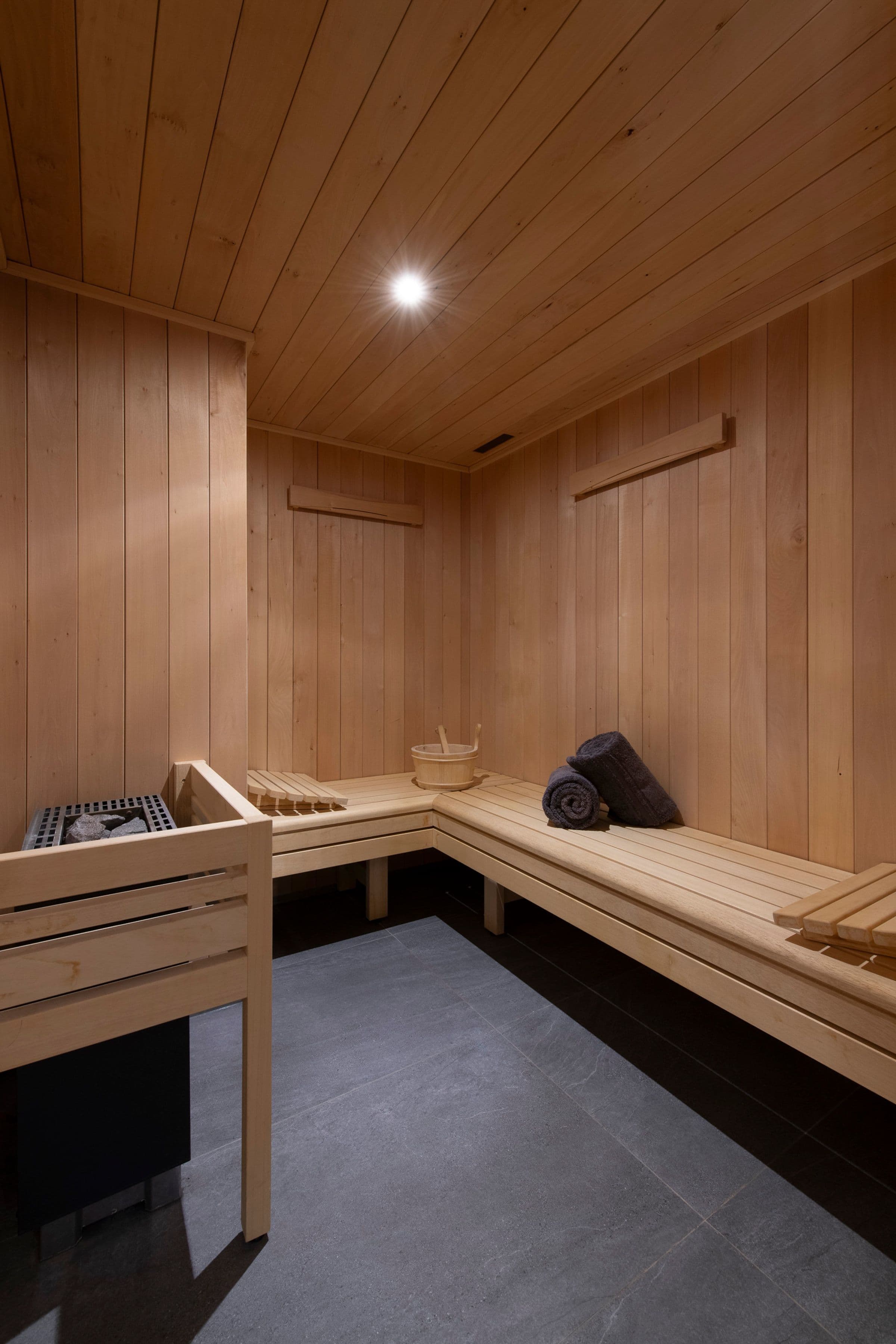 Chalet Ascension Finnish sauna with natural wood, Courchevel 1650, French Alps, France