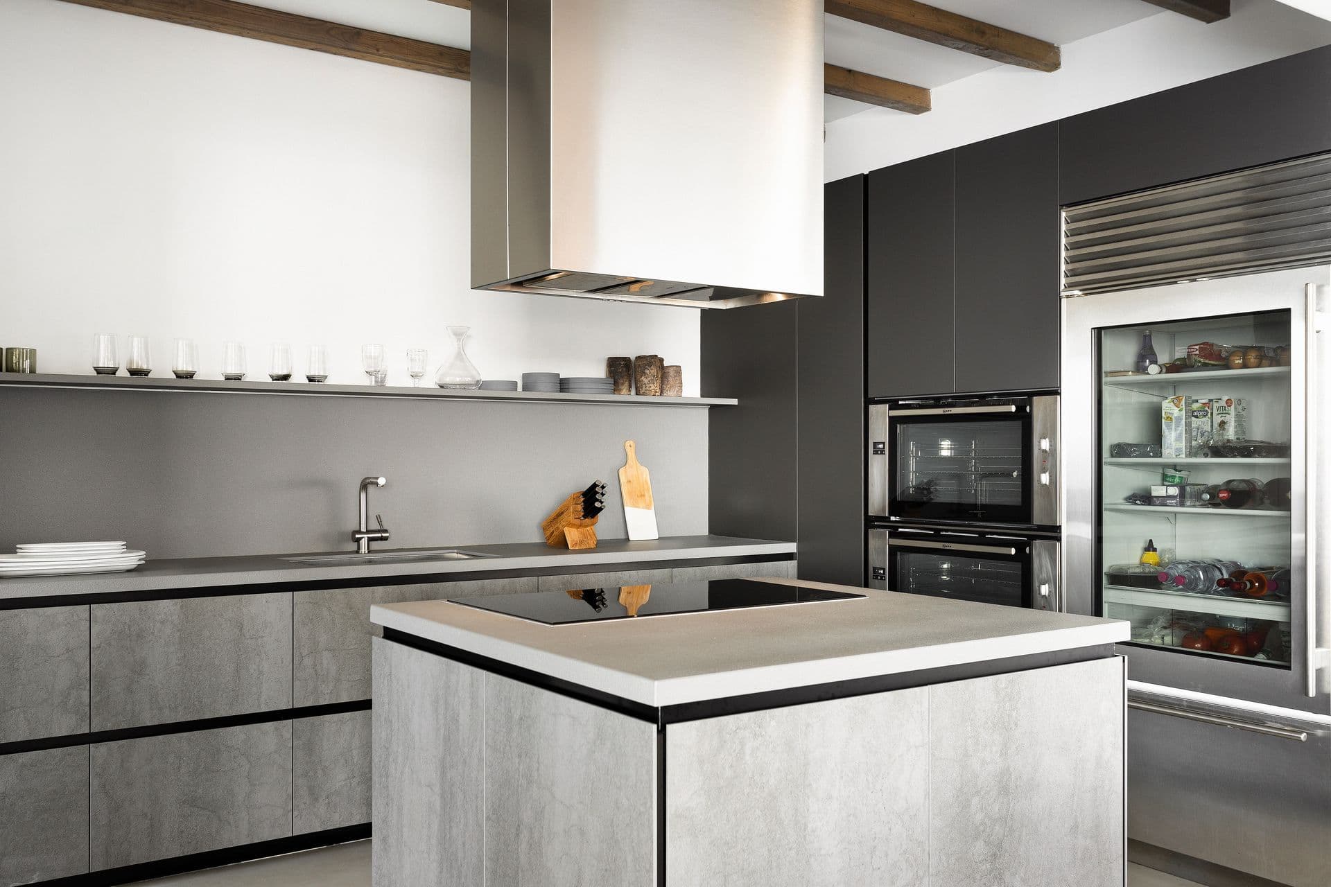 Modern dark toned kitchen at Goddess of the Clouds.
