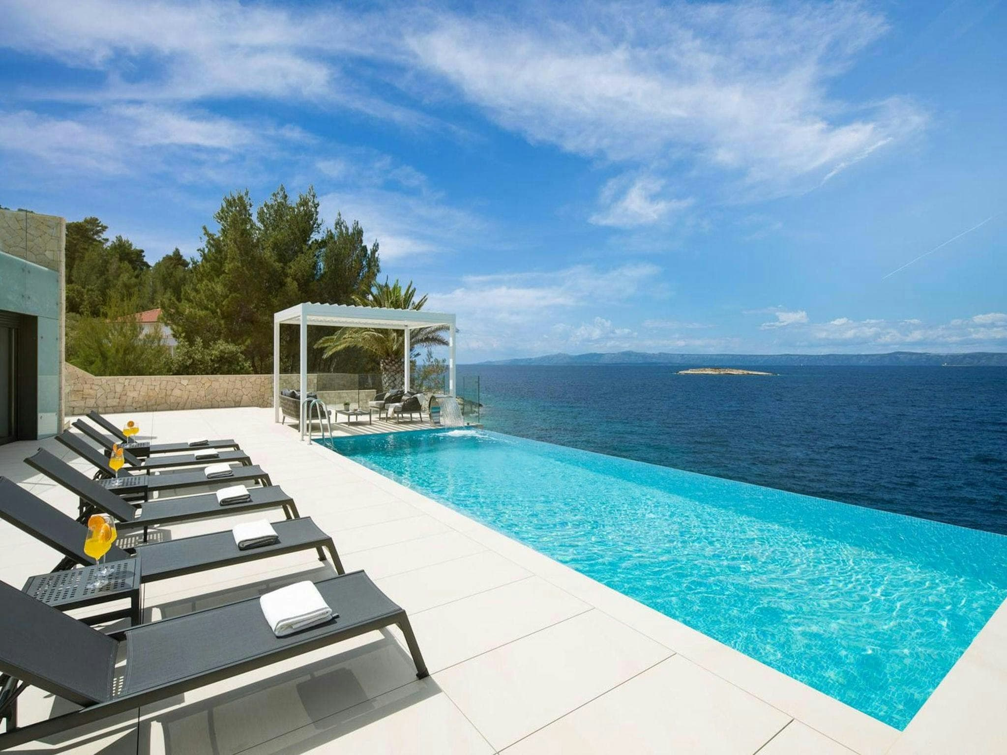Secluded Shores infinity pool overlooking Adriatic Sea, Blato, Dalmatian Coast, Croatia
