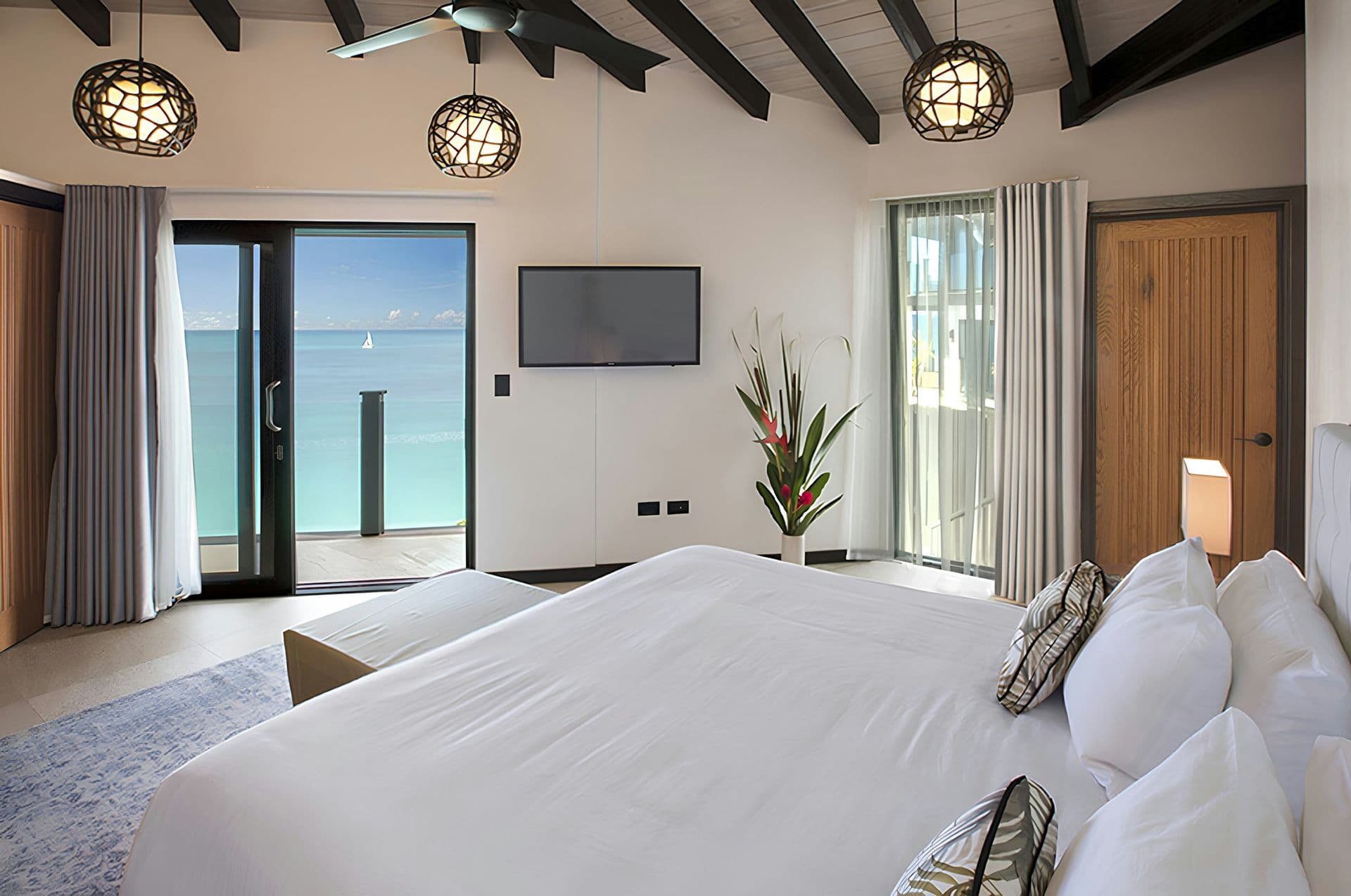 Second bedroom with sea views at Life in the Palm, Antigua
