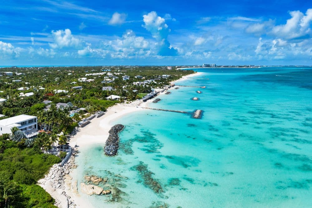 Coastline view of the Leeward shore of Providenciales near Villa Awa