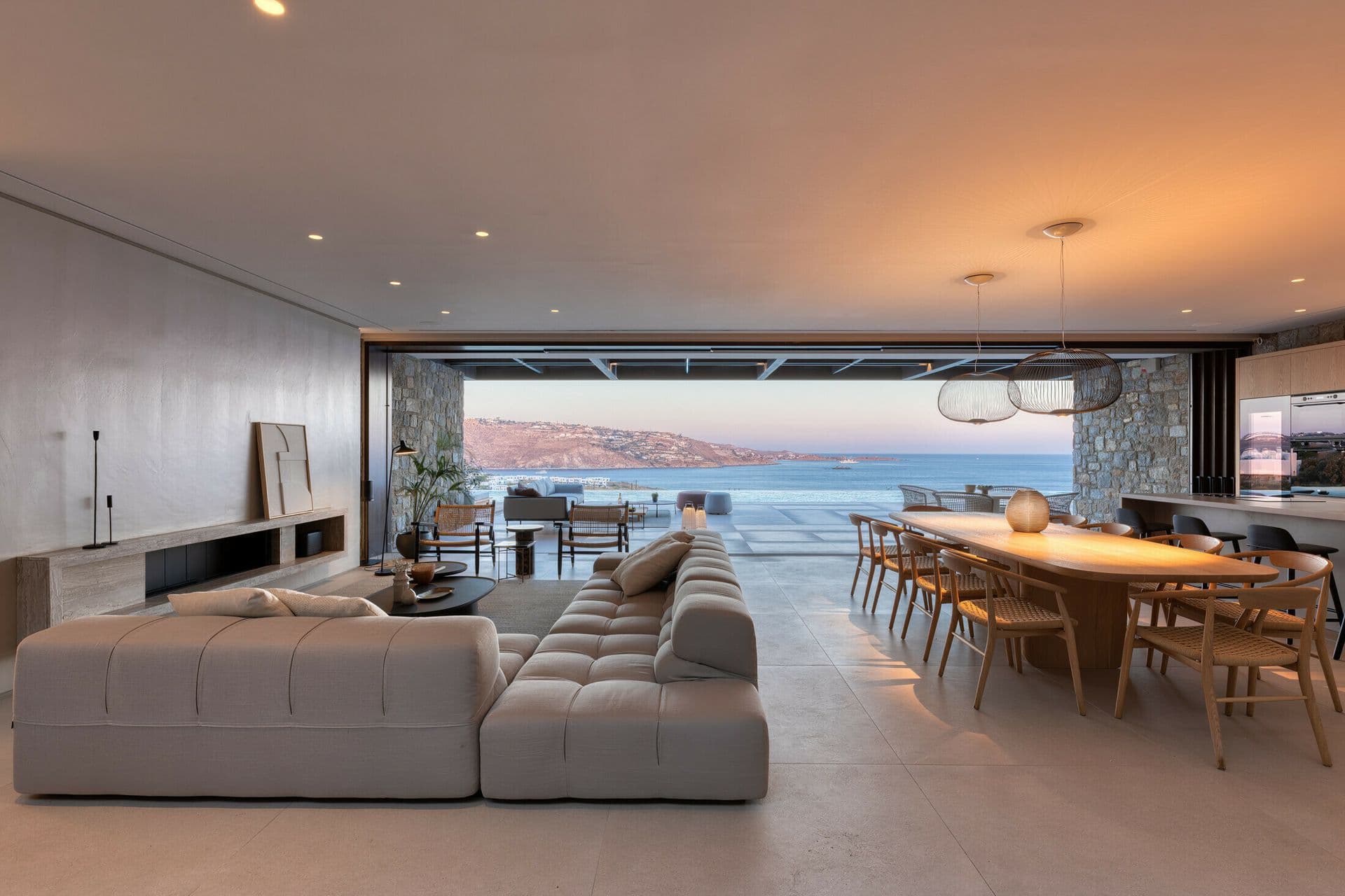 Living and dining space opening onto the sea view terrace, Ocean Breeze & Sea Views