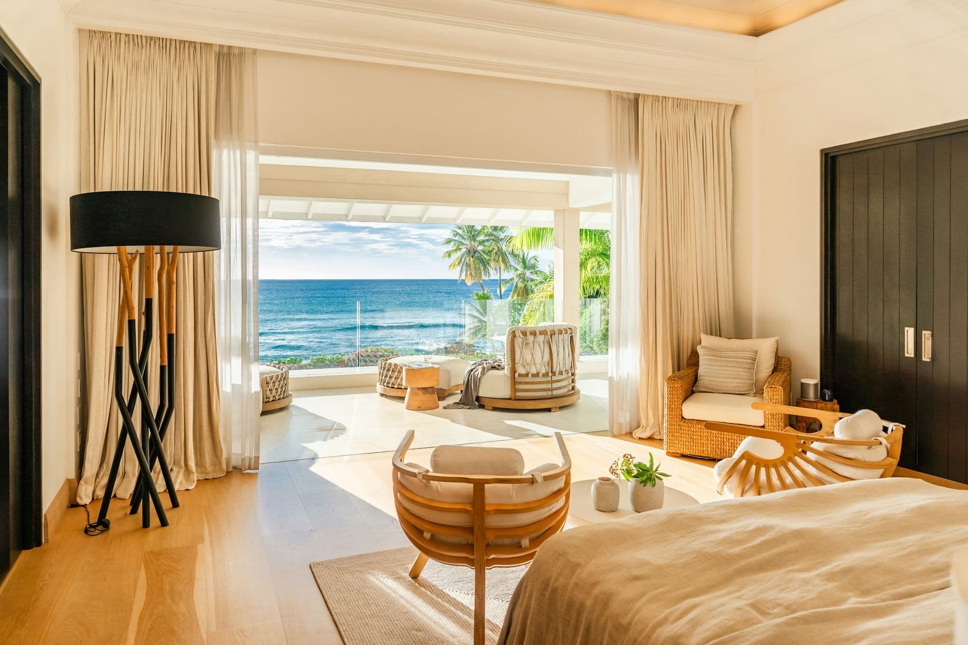 Master bedroom opening to a sea-view terrace at Moonlight Beauty, Barbados