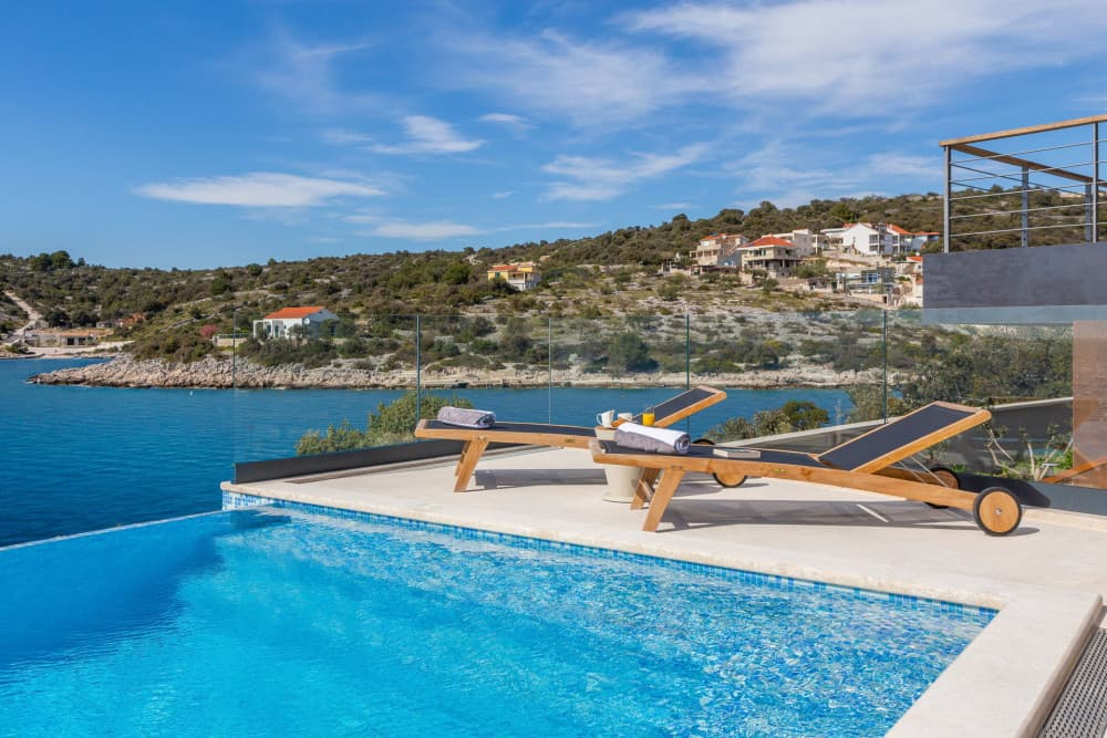 Rogoznica 6 infinity pool with glass wall and bay views, Rogoznica, Dalmatian Coast, Croatia