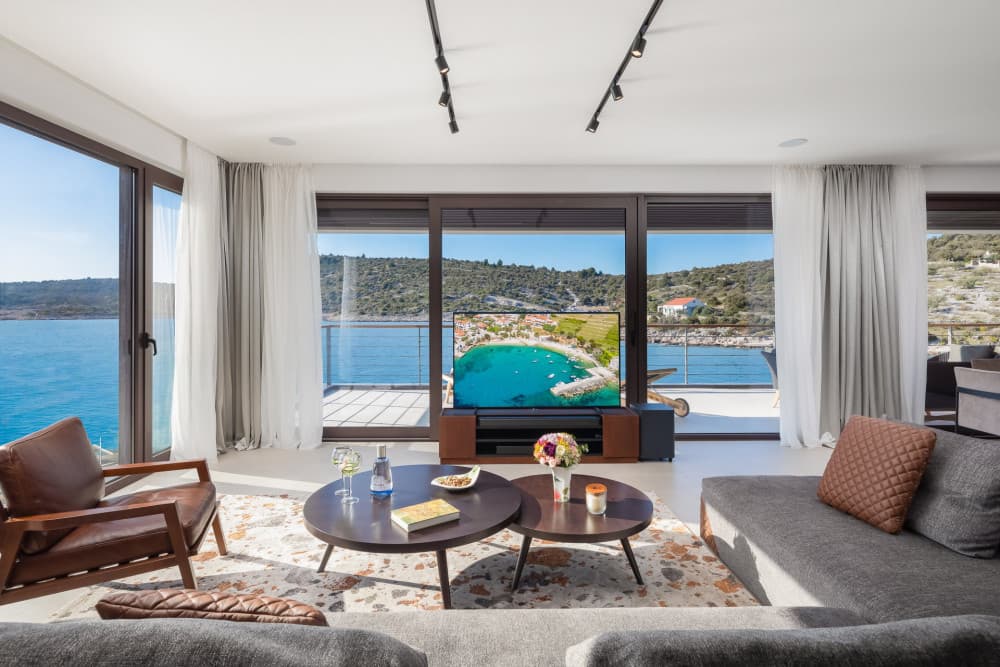 Rogoznica 6 modern kitchen with walnut cabinetry and ocean views, Rogoznica, Croatia
