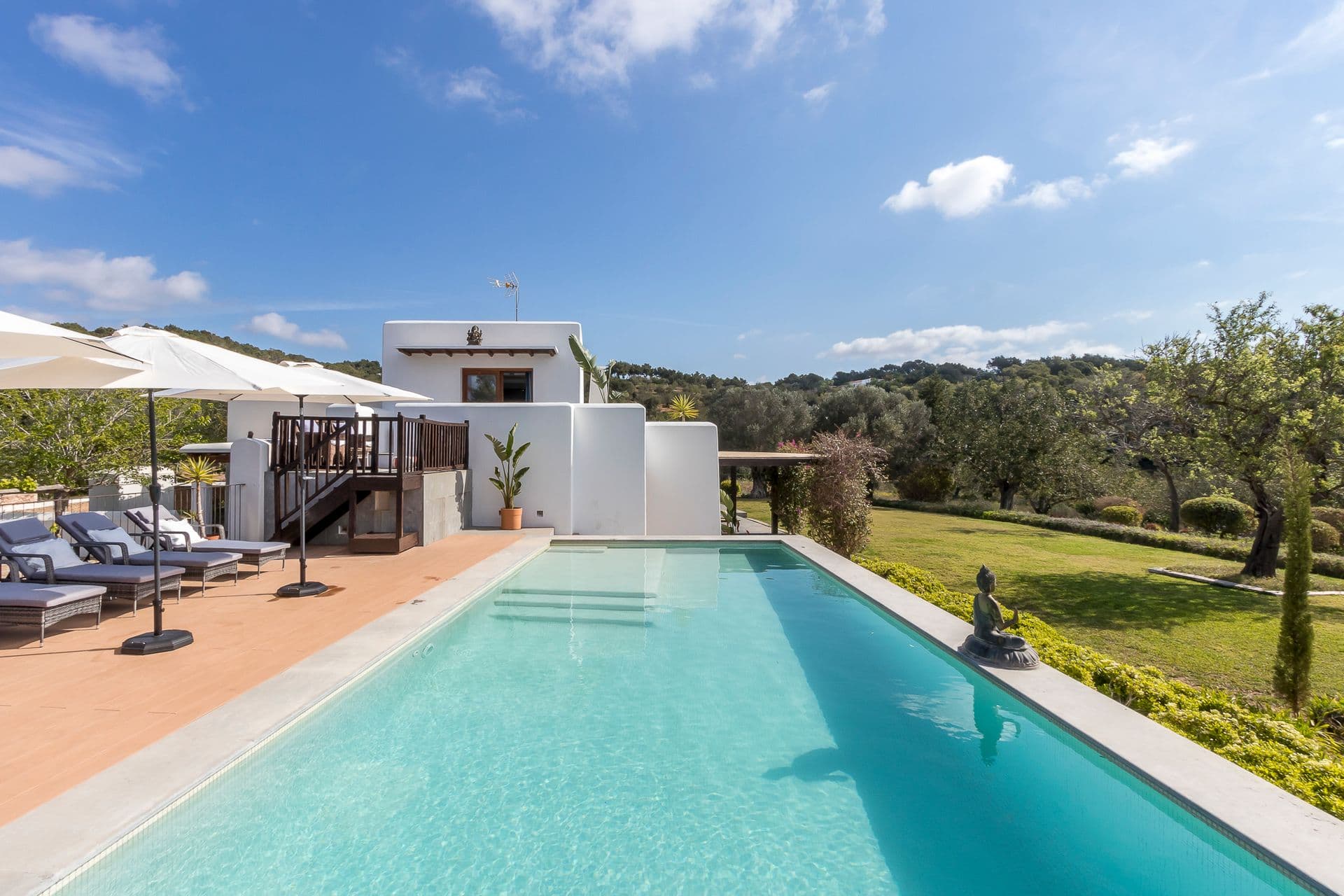 Pool with countryside and hillside views at Ode to Balearic Sunsets, Ibiza