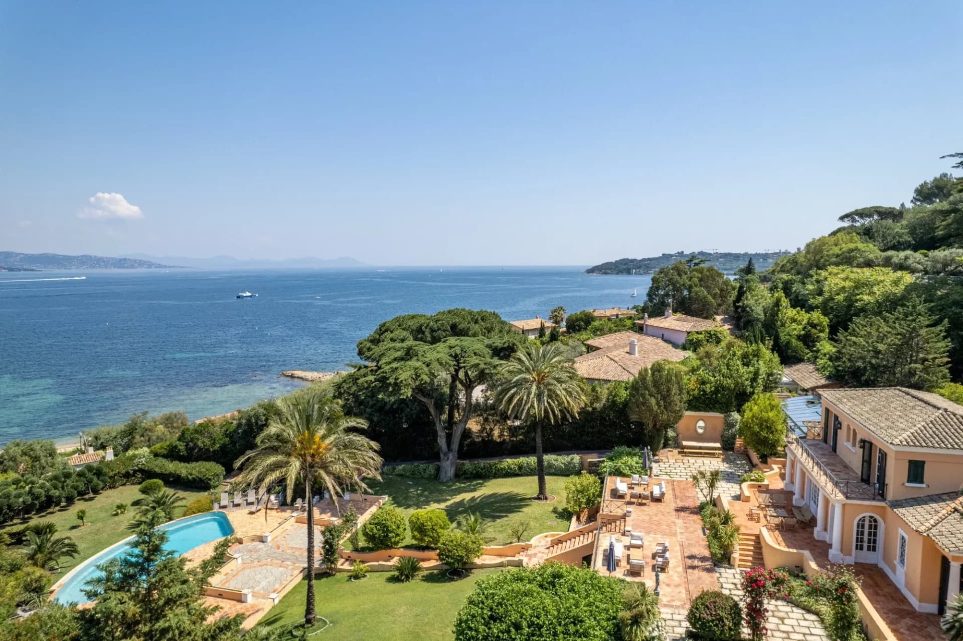 Panoramic Mediterranean Sea view from the grounds of South Sea Bliss