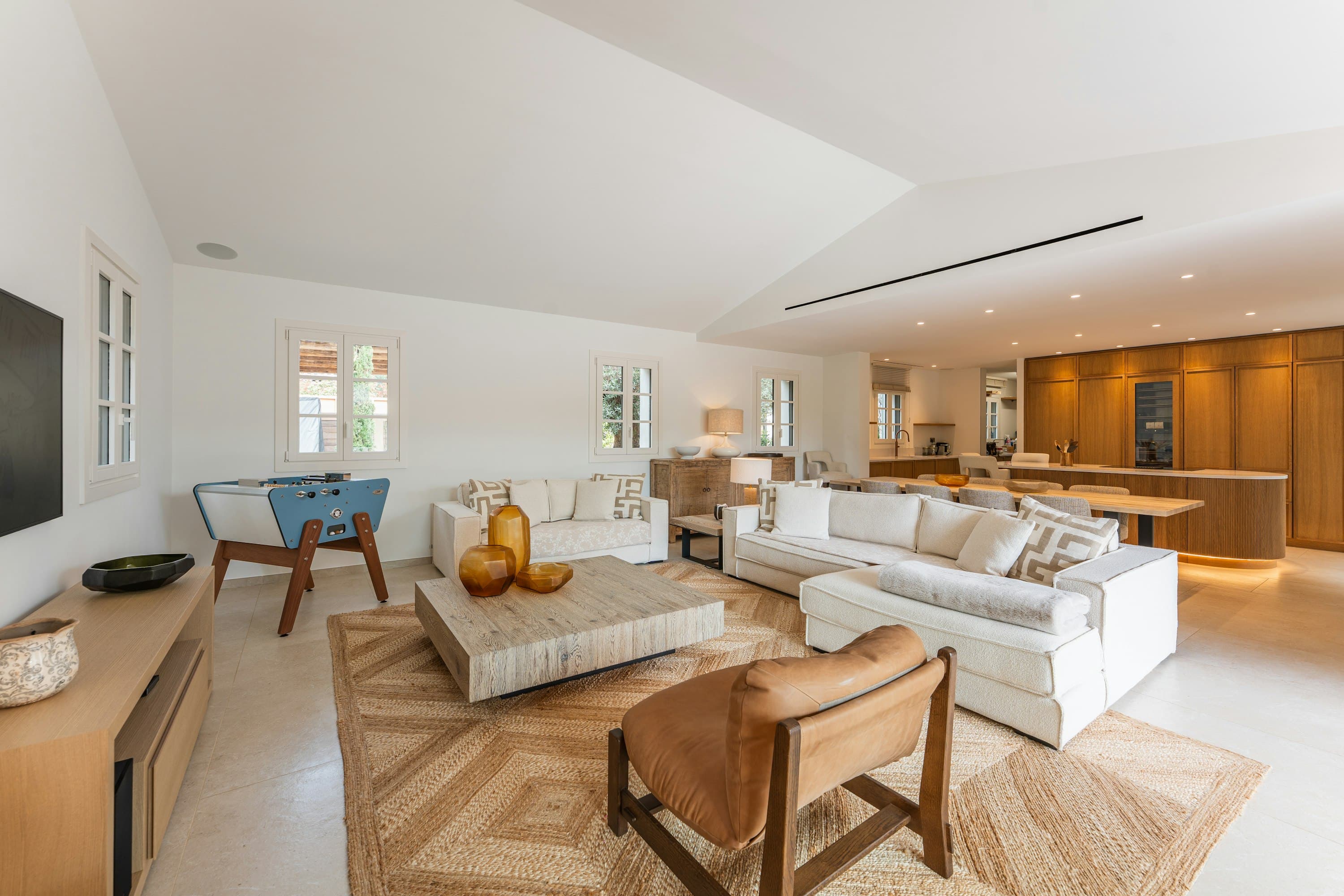 The Emerald Pool open-plan living room with contemporary furnishings, Saint-Tropez, French Riviera