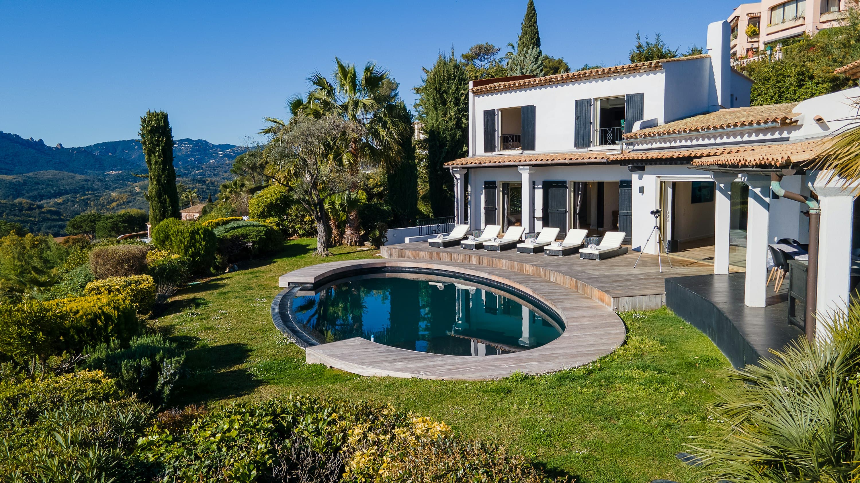 Southern Beauty villa exterior with kidney-shaped pool and terracotta roof, Mandelieu-La Napoule, France