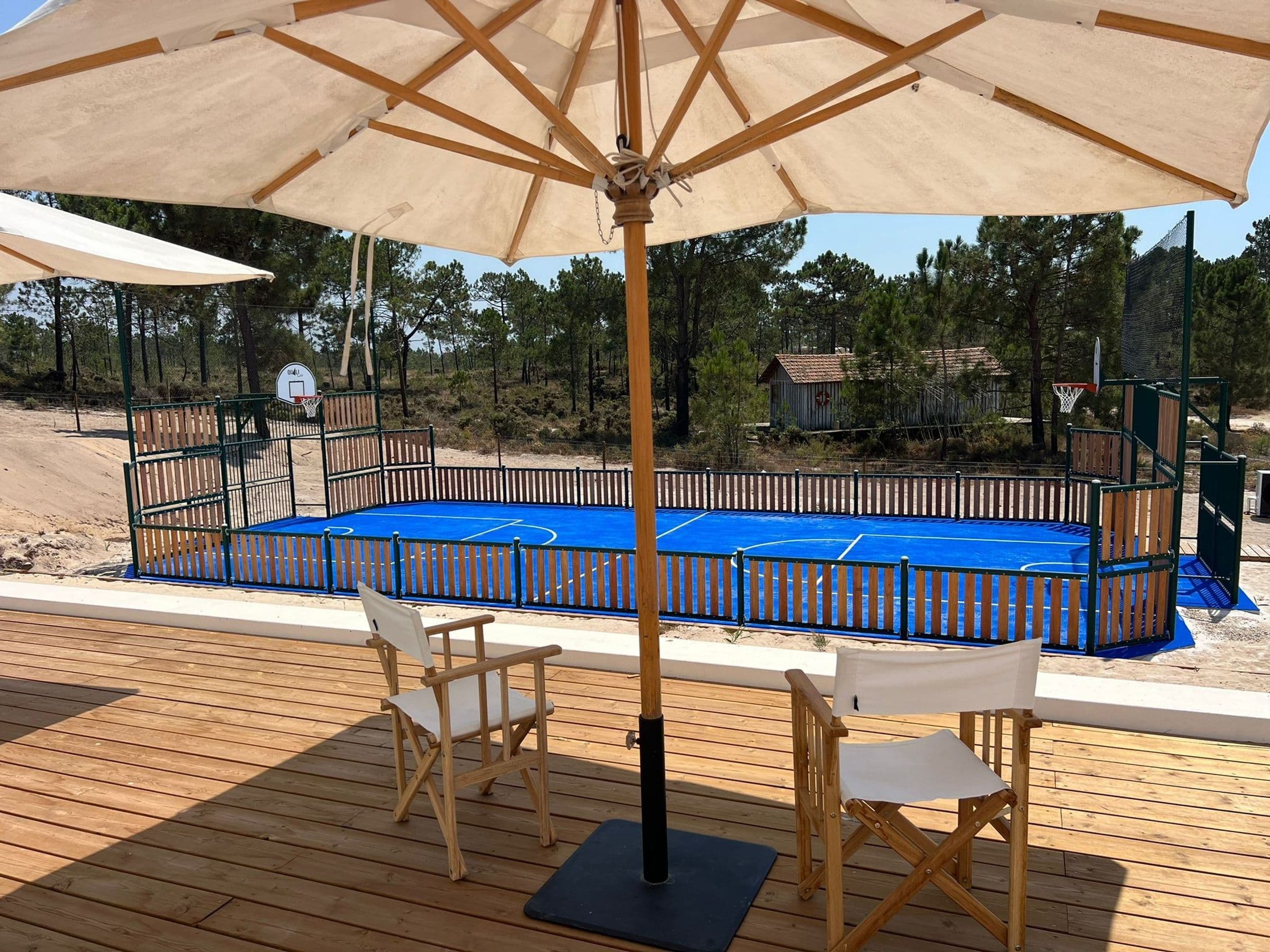 Villa Harmonia da Comporta private sports court with basketball and volleyball, Comporta, Portugal