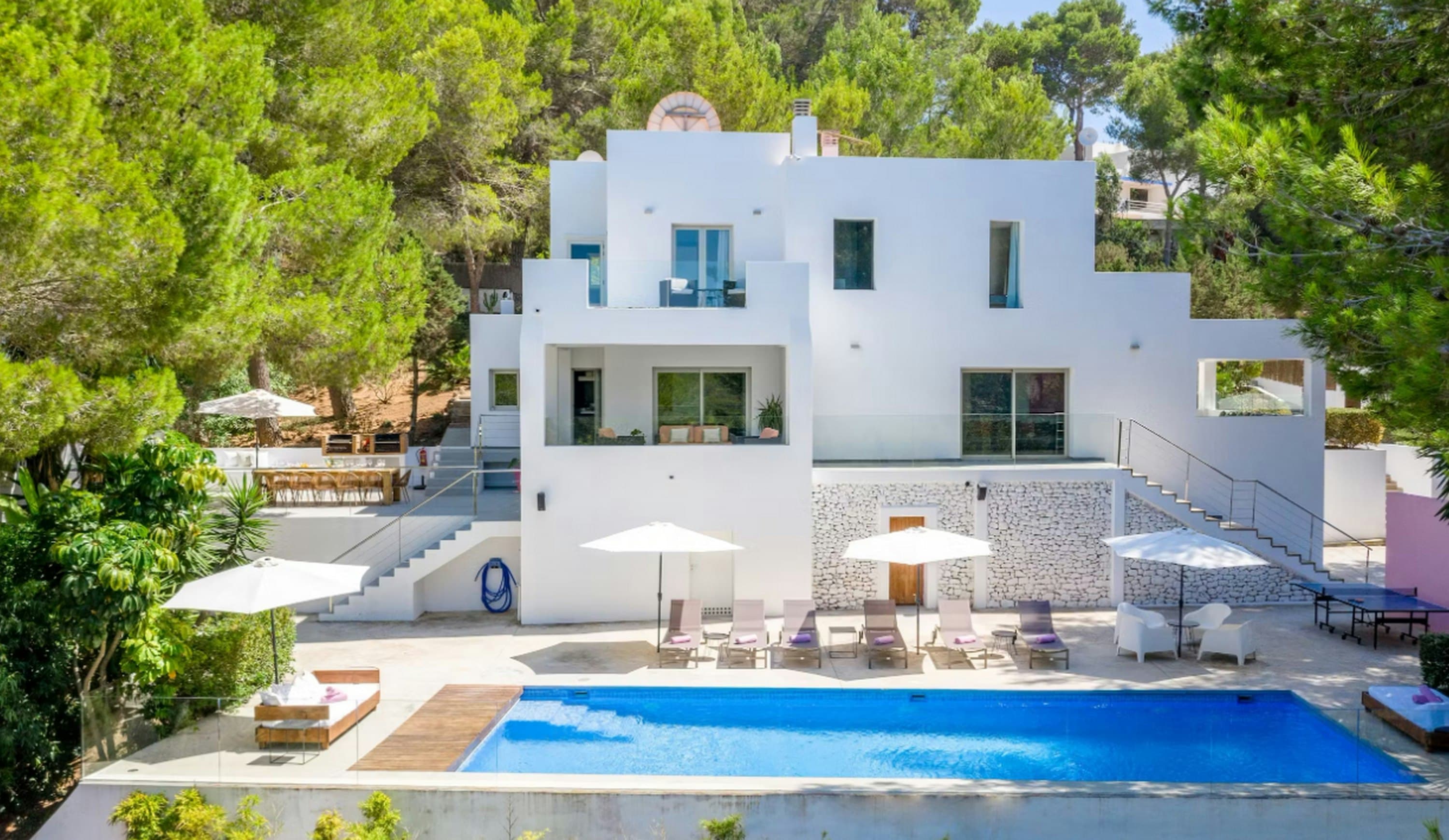 The Sunset Star villa exterior with infinity pool, Sant Josep de sa Talaia, Balearic Islands, Spain
