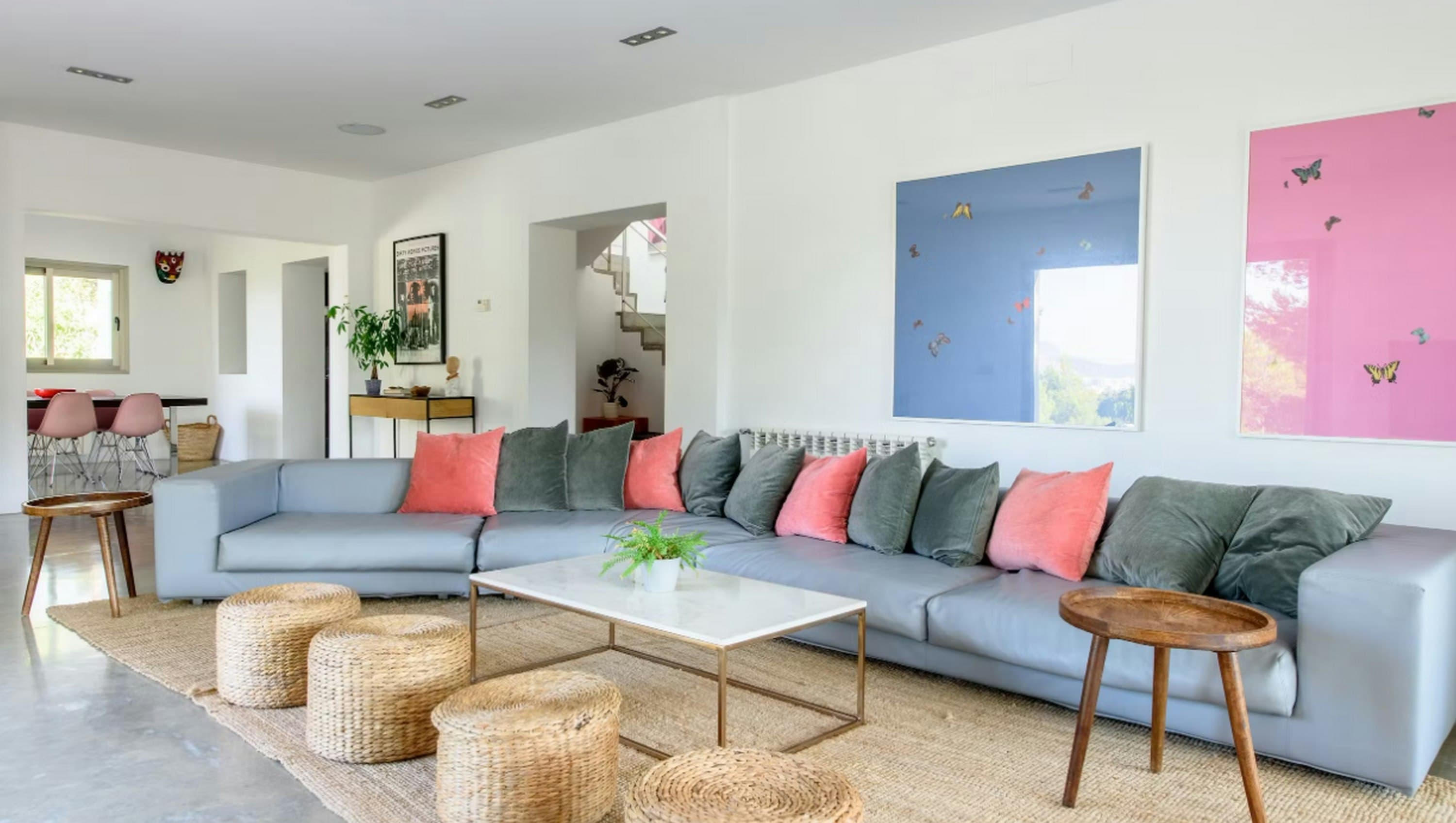 The Sunset Star living room with modern furnishings, Sant Josep de sa Talaia, Balearic Islands, Spain