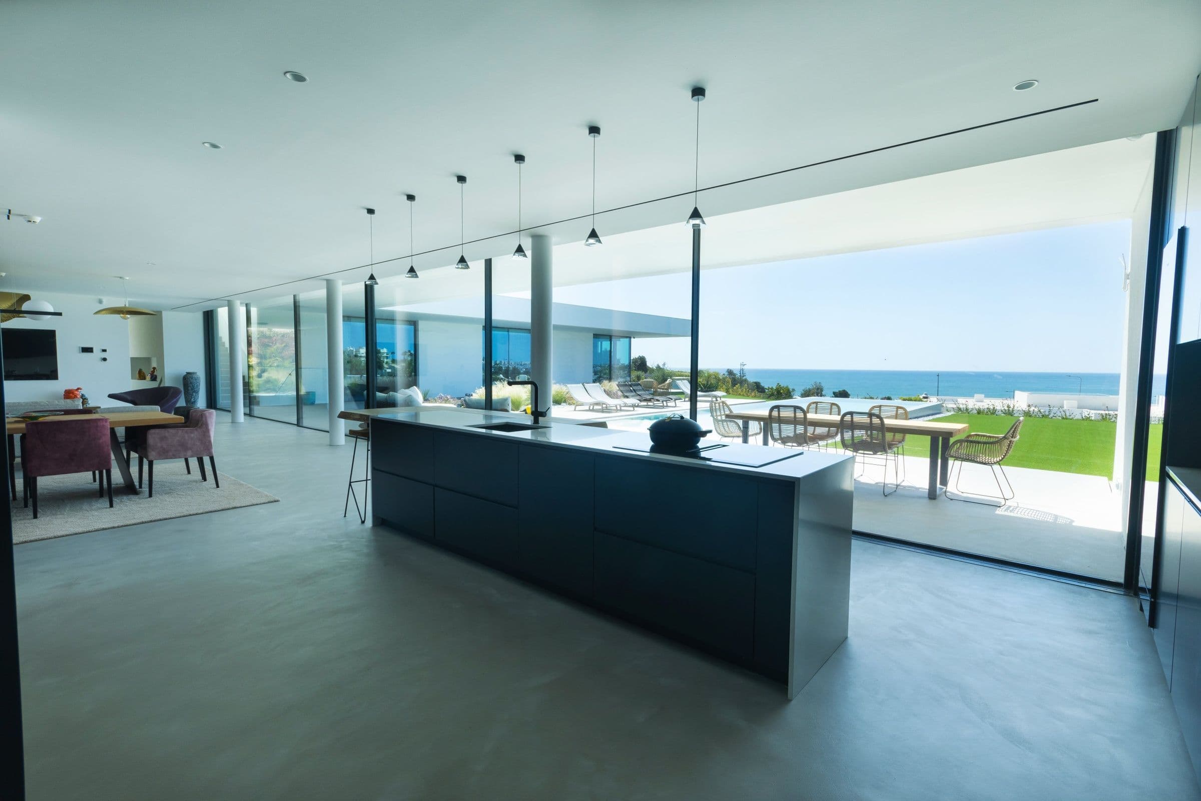 Casa Monroe modern kitchen with ocean views, Algarve, Portugal