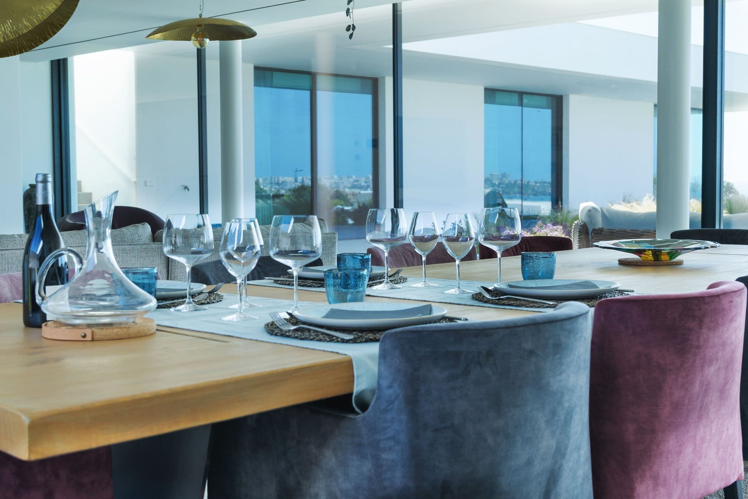 Casa Monroe contemporary living room with ocean views, Algarve, Portugal