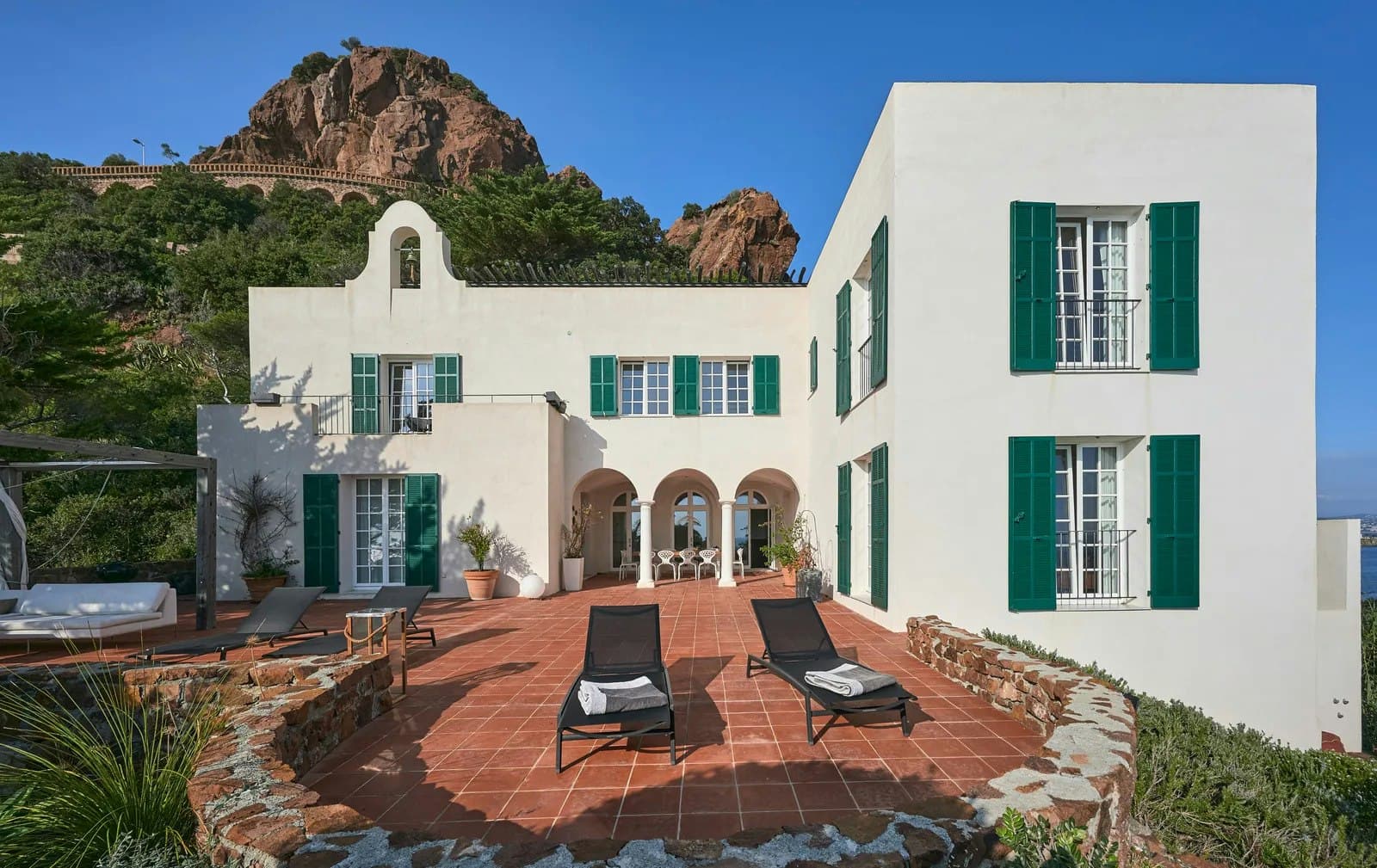 Tender Moonlight villa exterior with terracotta terrace, Théoule-sur-Mer, French Riviera, France