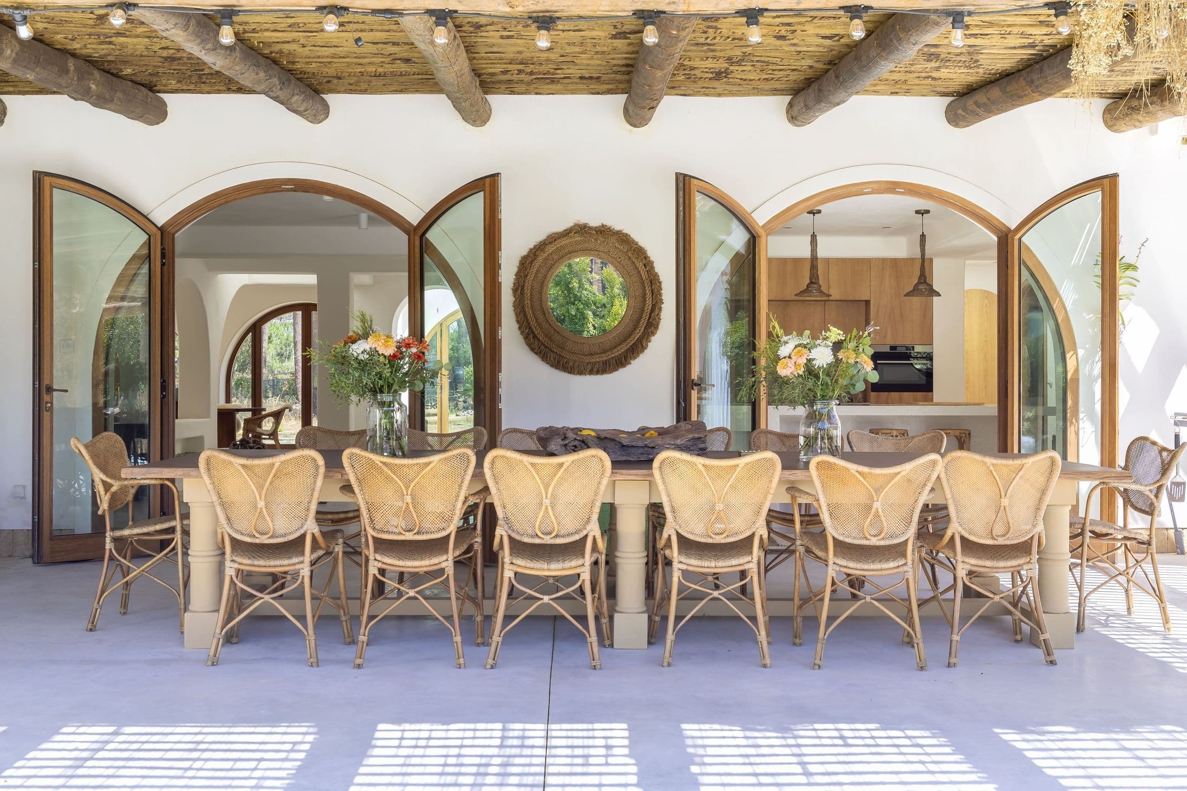 Villa Caparica covered dining terrace, Costa da Caparica, Lisbon Region, Portugal