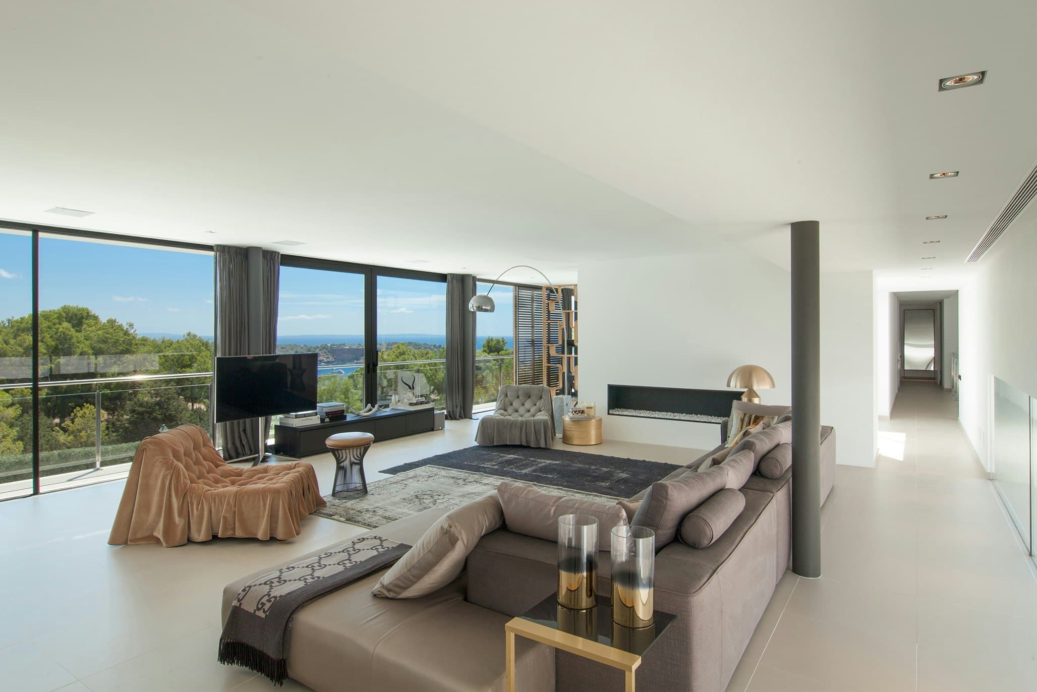 Sunkissed & Sparkling living room with floor-to-ceiling windows, Sant Josep de sa Talaia, Spain