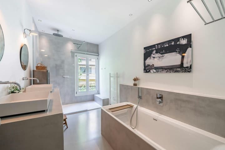 Cannes Hillside Haven master bathroom with freestanding tub, Cannes, French Riviera, France