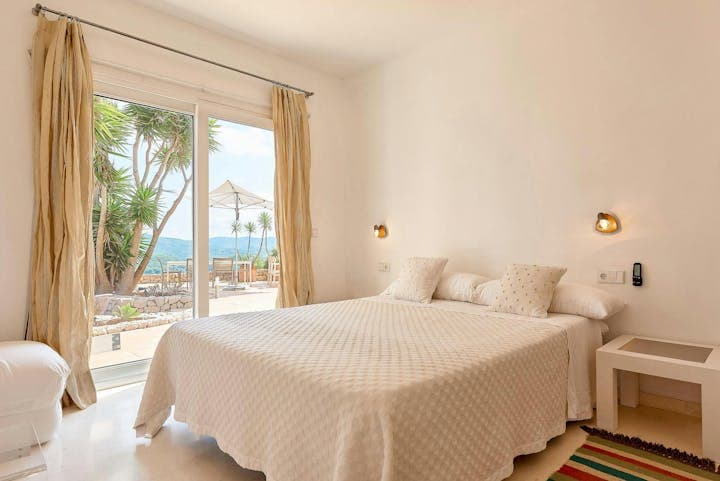 The Eyes of Benirras master bedroom with sea views, Sant Joan de Labritja, Balearic Islands, Spain