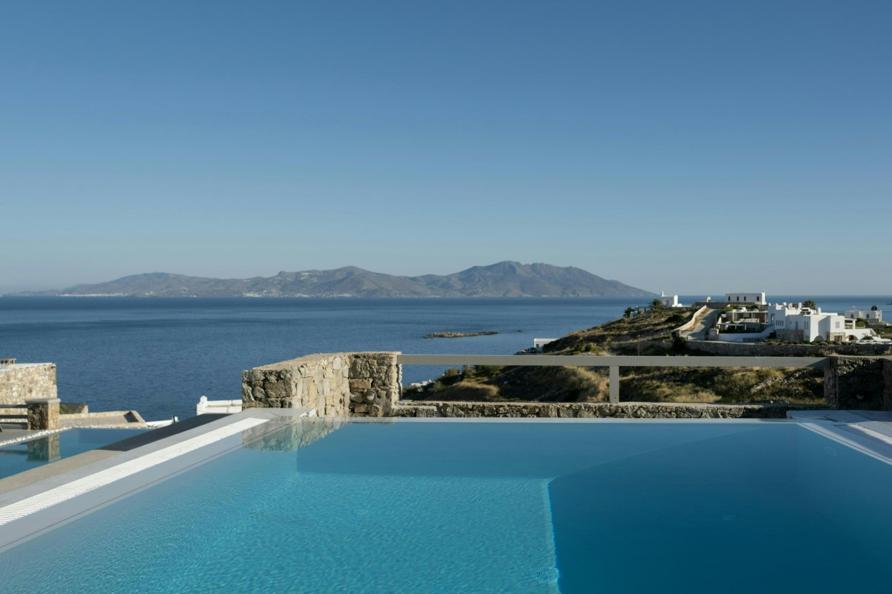 Island Azure Haven infinity pool overlooking the Aegean Sea, Mykonos, Greece